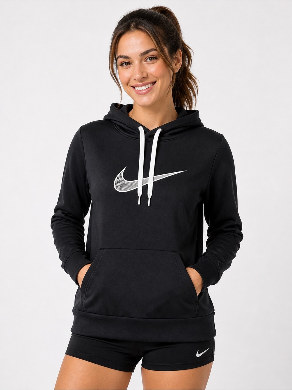 Nike Black Women’s Pullover Hoodie with White Swoosh